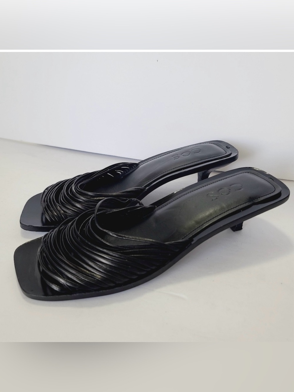 COS black strappy slide sandals